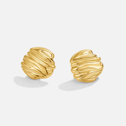 Lila Fluted Gold-Tone Button Stud Earrings