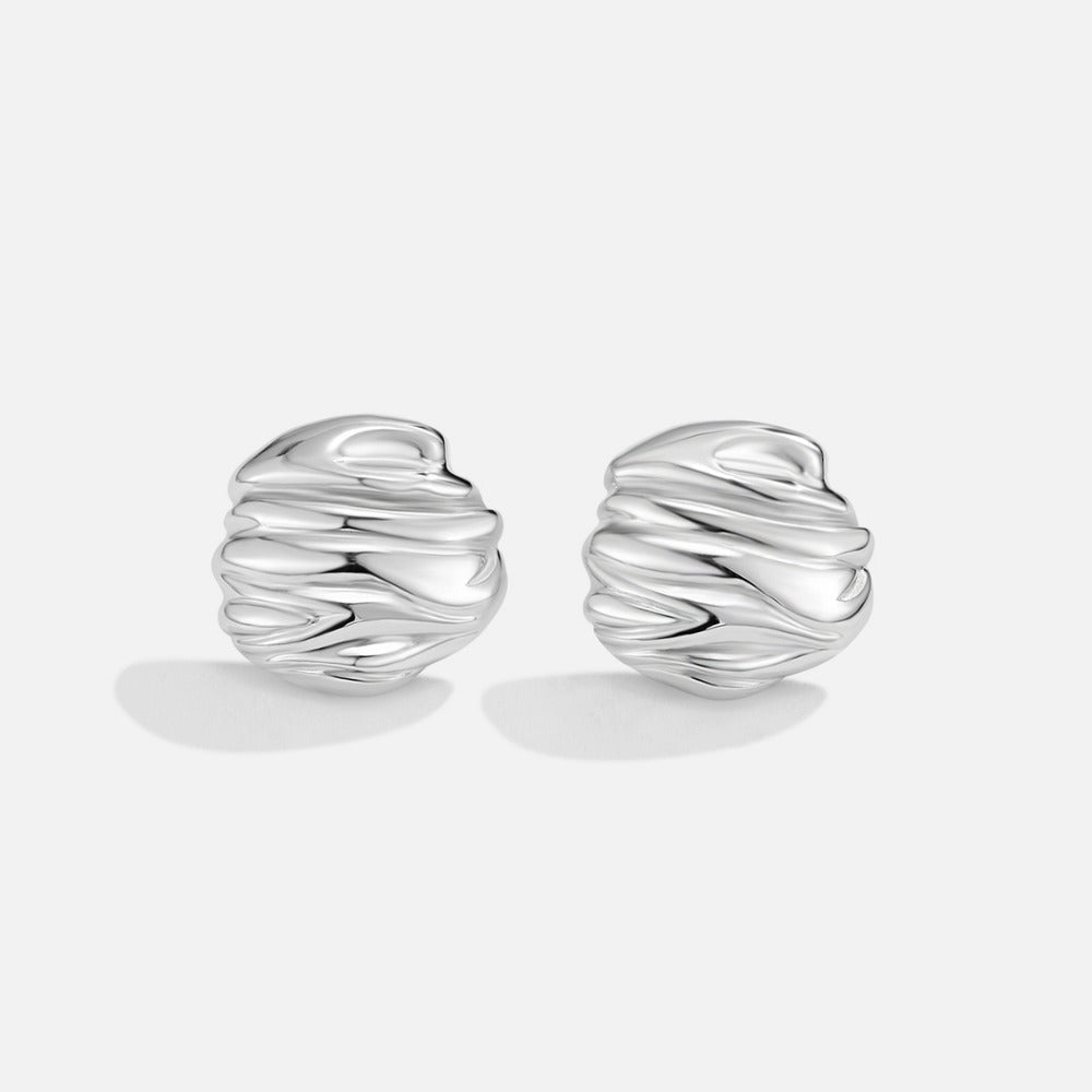 Lila Fluted Silver-Tone Round Disc Earrings