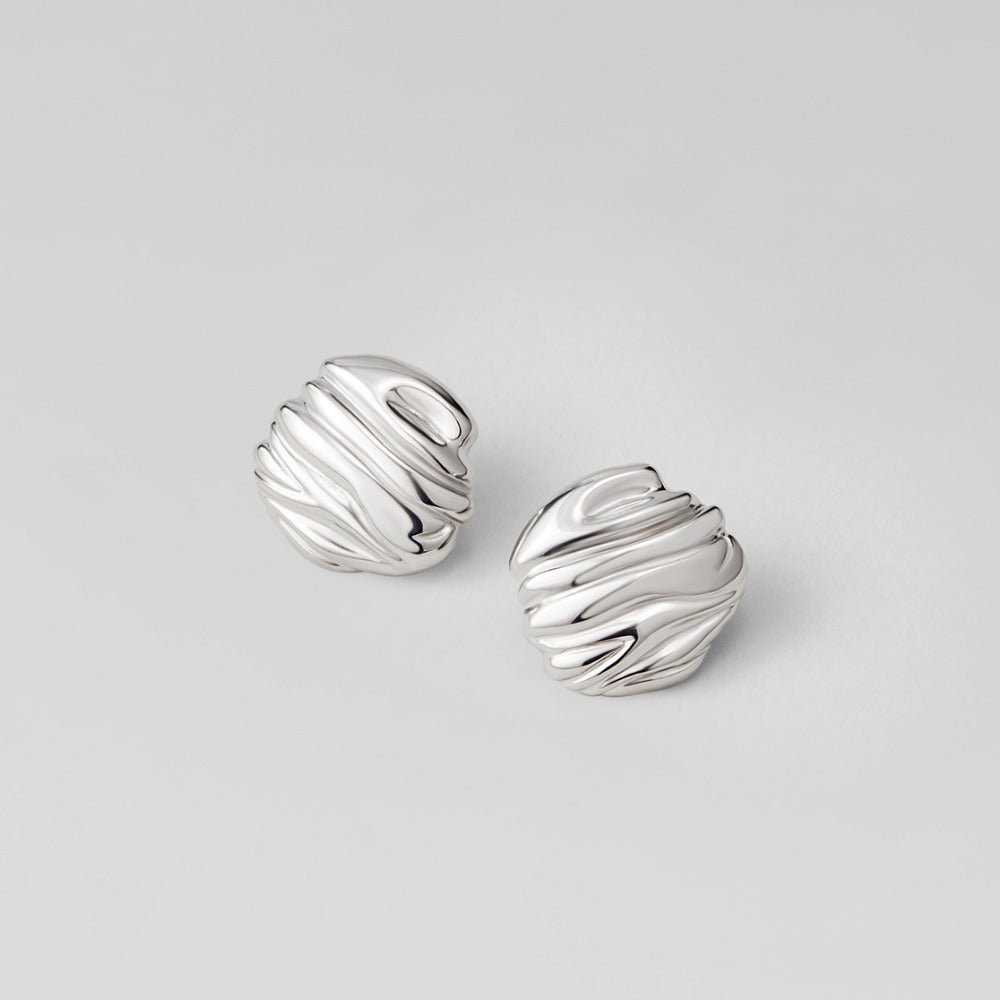 Lila Fluted Silver-Tone Round Disc Earrings
