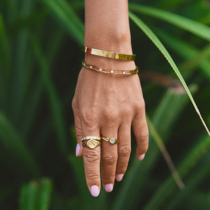 Rina Warm Polished Gold-Tone Round Bangle