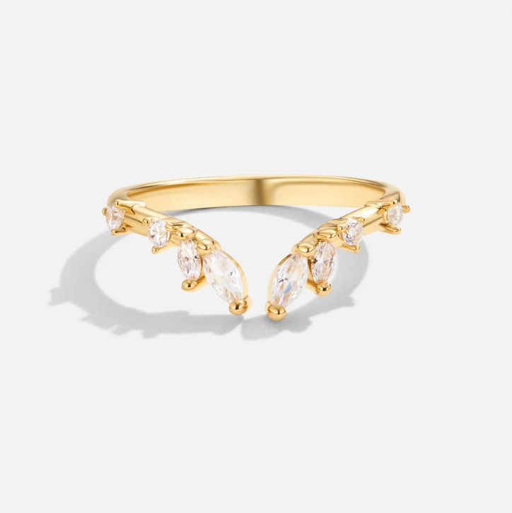 Lily Climbing Vine Gold-Tone Crystal Ring