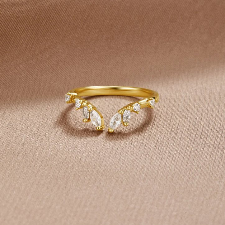 Lily Climbing Vine Gold-Tone Crystal Ring