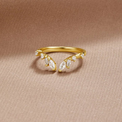 Lily Climbing Vine Gold-Tone Crystal Ring