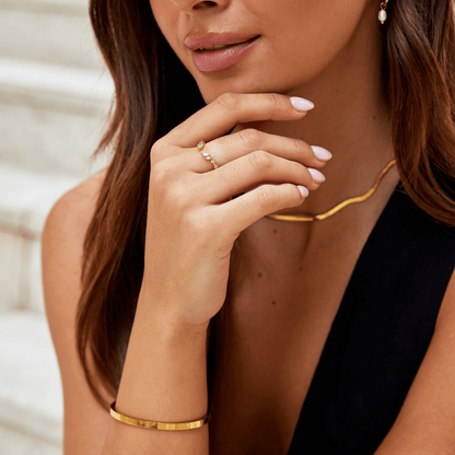 Lily Climbing Vine Gold-Tone Crystal Ring