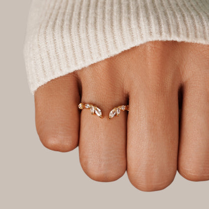 Lily Climbing Vine Gold-Tone Crystal Ring
