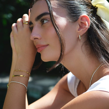 Lily Hoop Earrings Lined with Fine Crystal