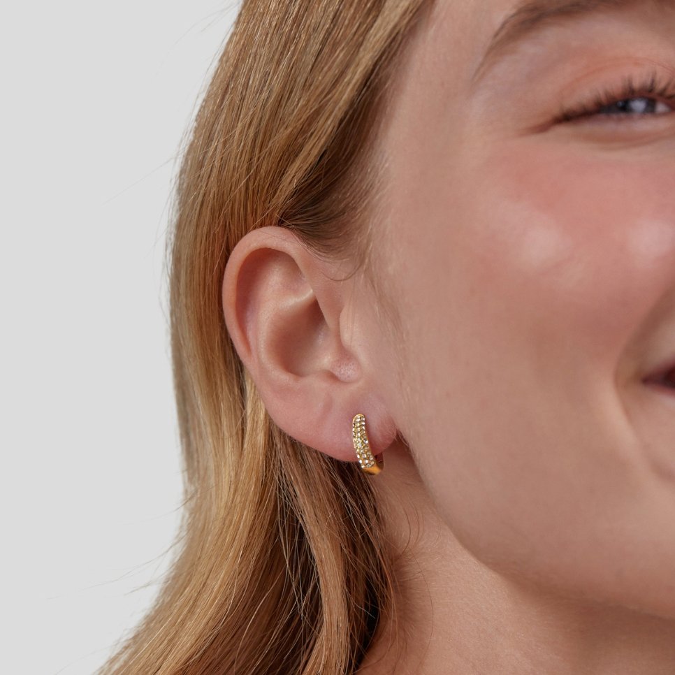Lily Hoop Earrings Lined with Fine Crystal