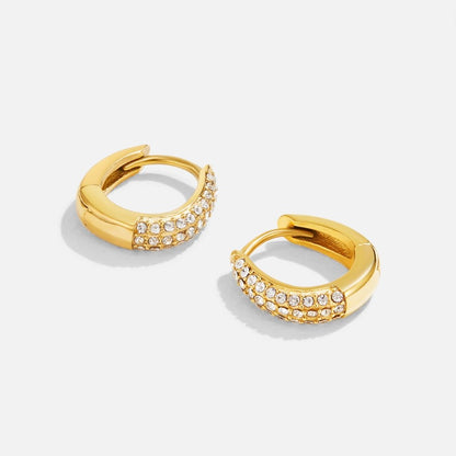 Lily Hoop Earrings Lined with Fine Crystal