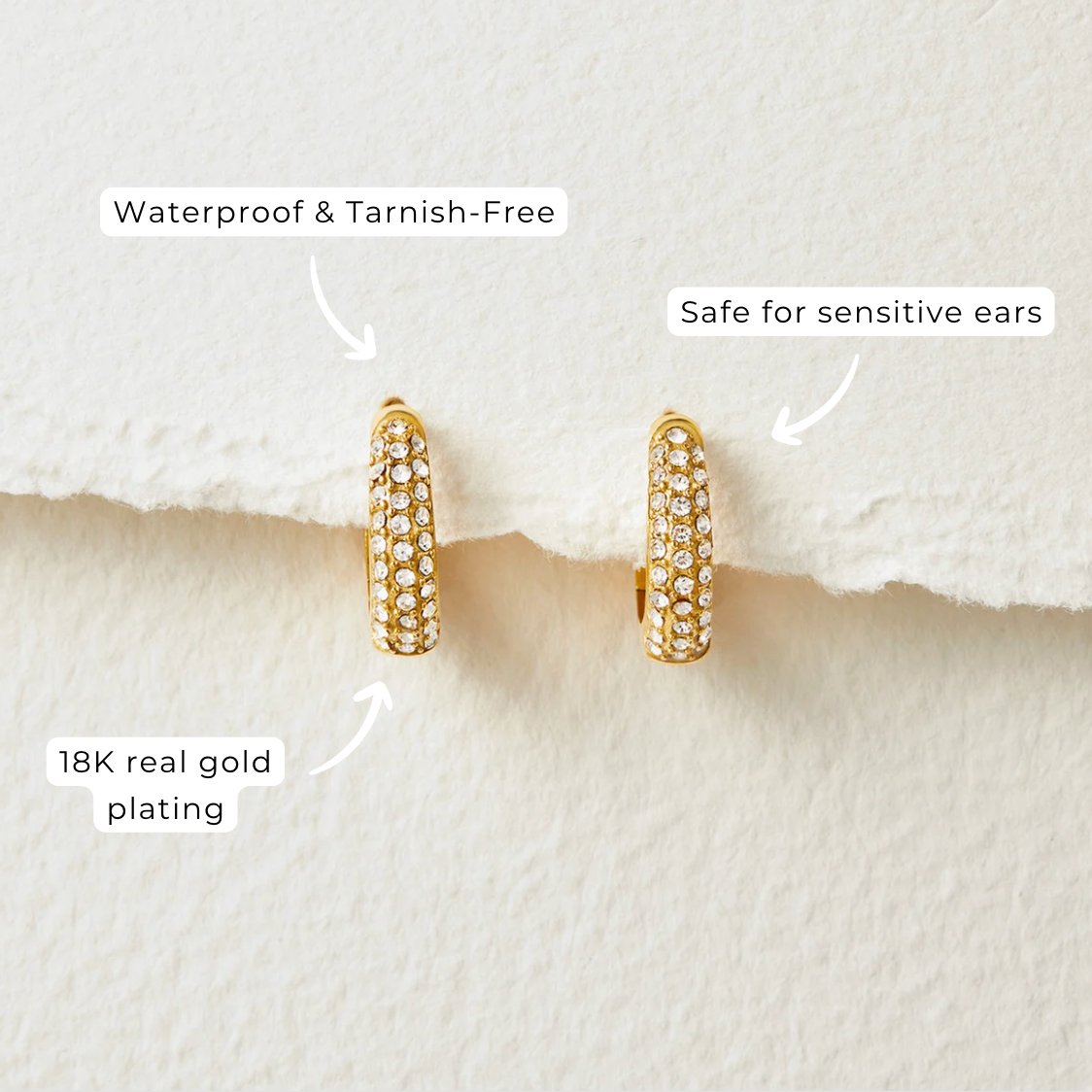 Lily Hoop Earrings Lined with Fine Crystal