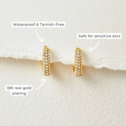 Lily Hoop Earrings Lined with Fine Crystal