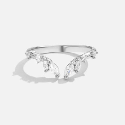Lily Climbing Vine Silver-Tone Crystal Ring