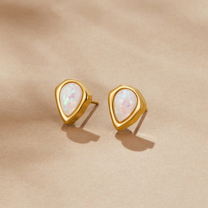 Lily Small Opal-Effect Teardrop Stud Earrings