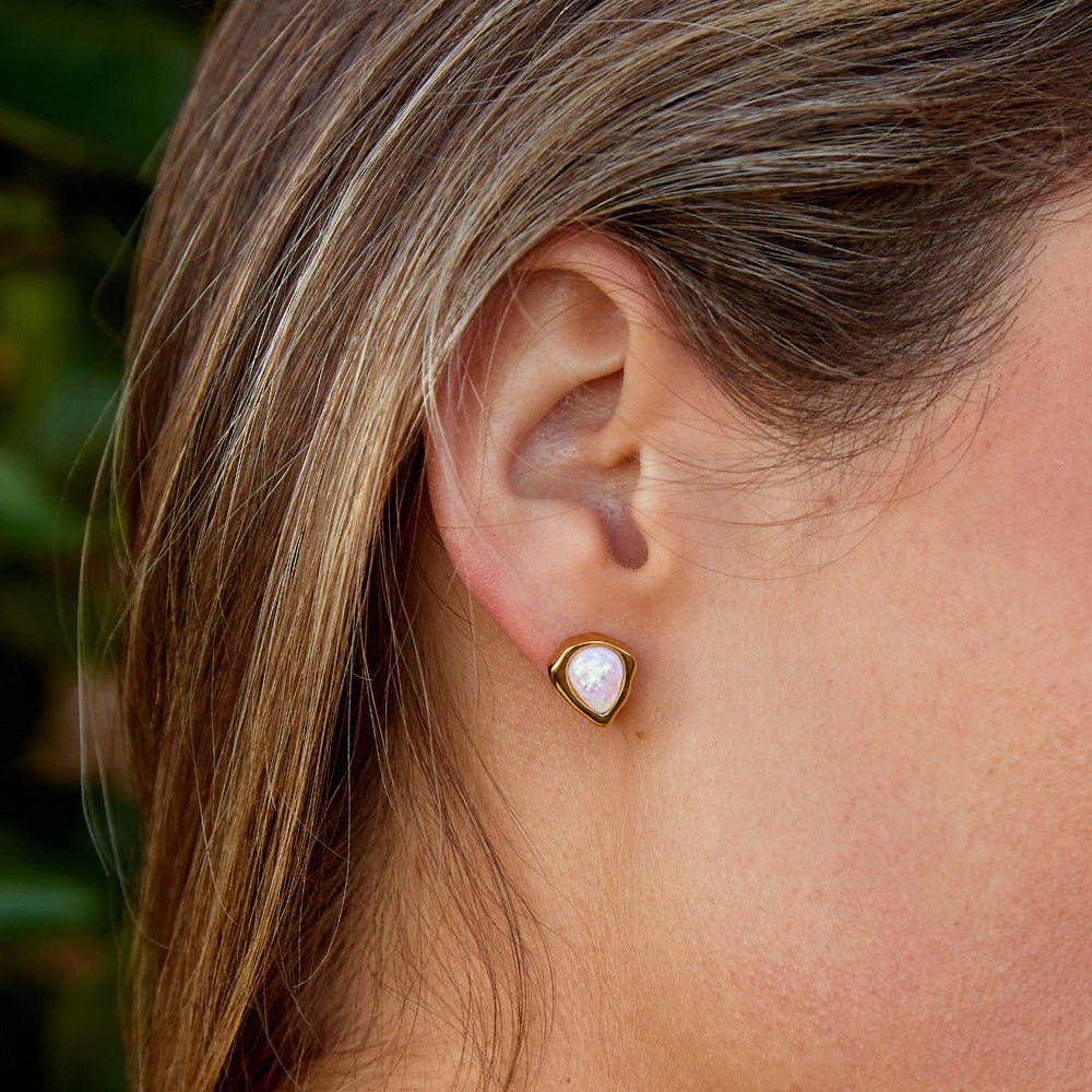 Lily Small Opal-Effect Teardrop Stud Earrings