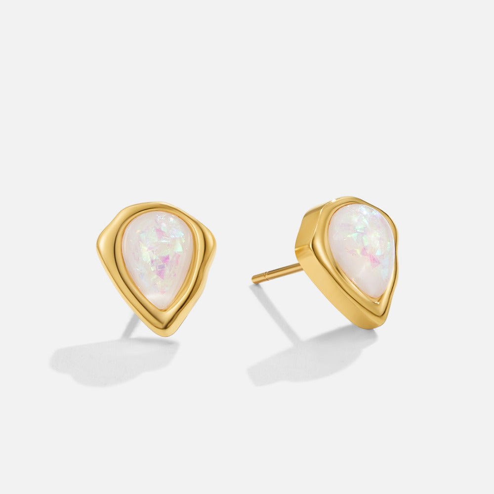 Lily Small Opal-Effect Teardrop Stud Earrings