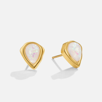 Lily Small Opal-Effect Teardrop Stud Earrings