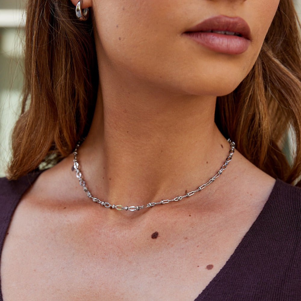 Fine Silver-Tone Flat Link Chain Necklace