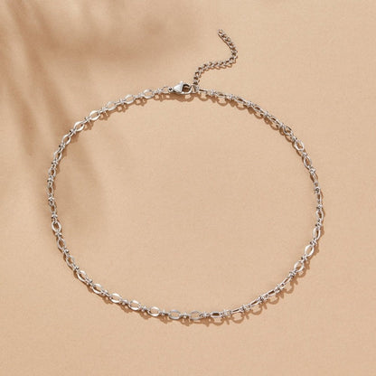 Fine Silver-Tone Flat Link Chain Necklace