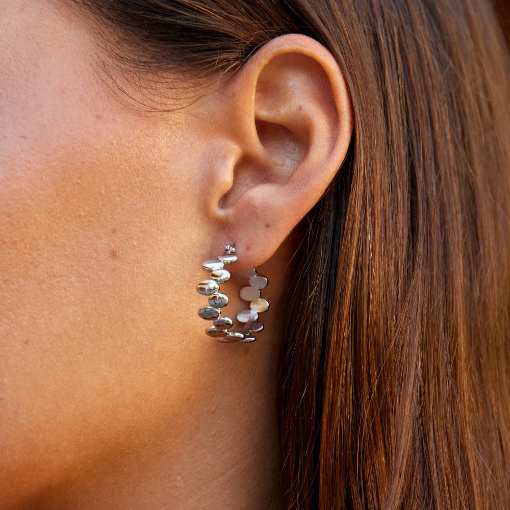 Chain-Link Silver-Tone Hoop Earrings