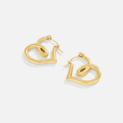 Lira Looped Heart Outline Slim Hoop Earrings
