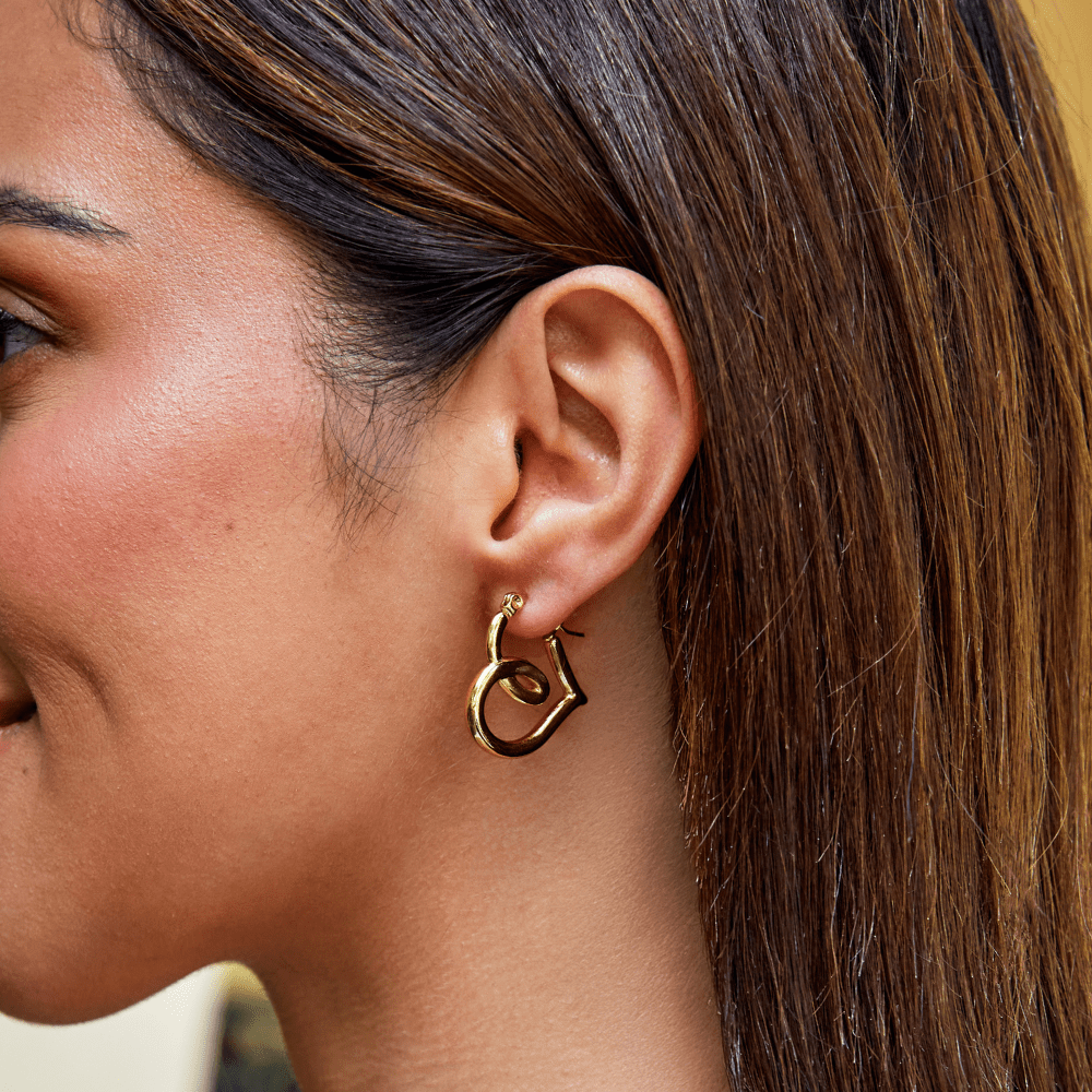Lira Looped Heart Outline Slim Hoop Earrings