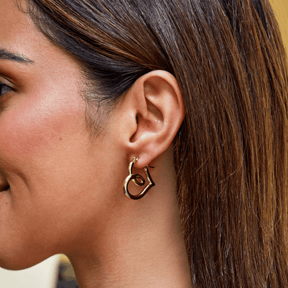 Lira Looped Heart Outline Slim Hoop Earrings