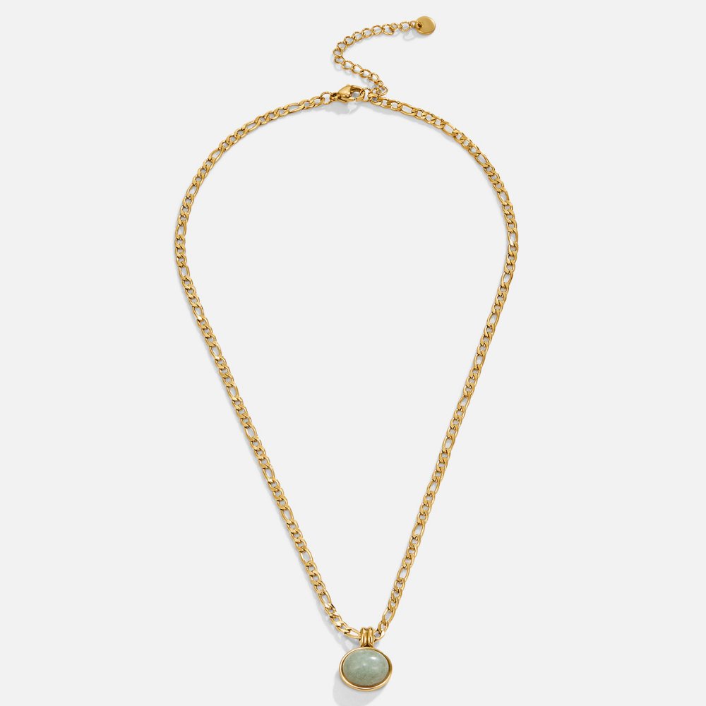 Liza Jade Green Stone Drop Fine Chain Necklace