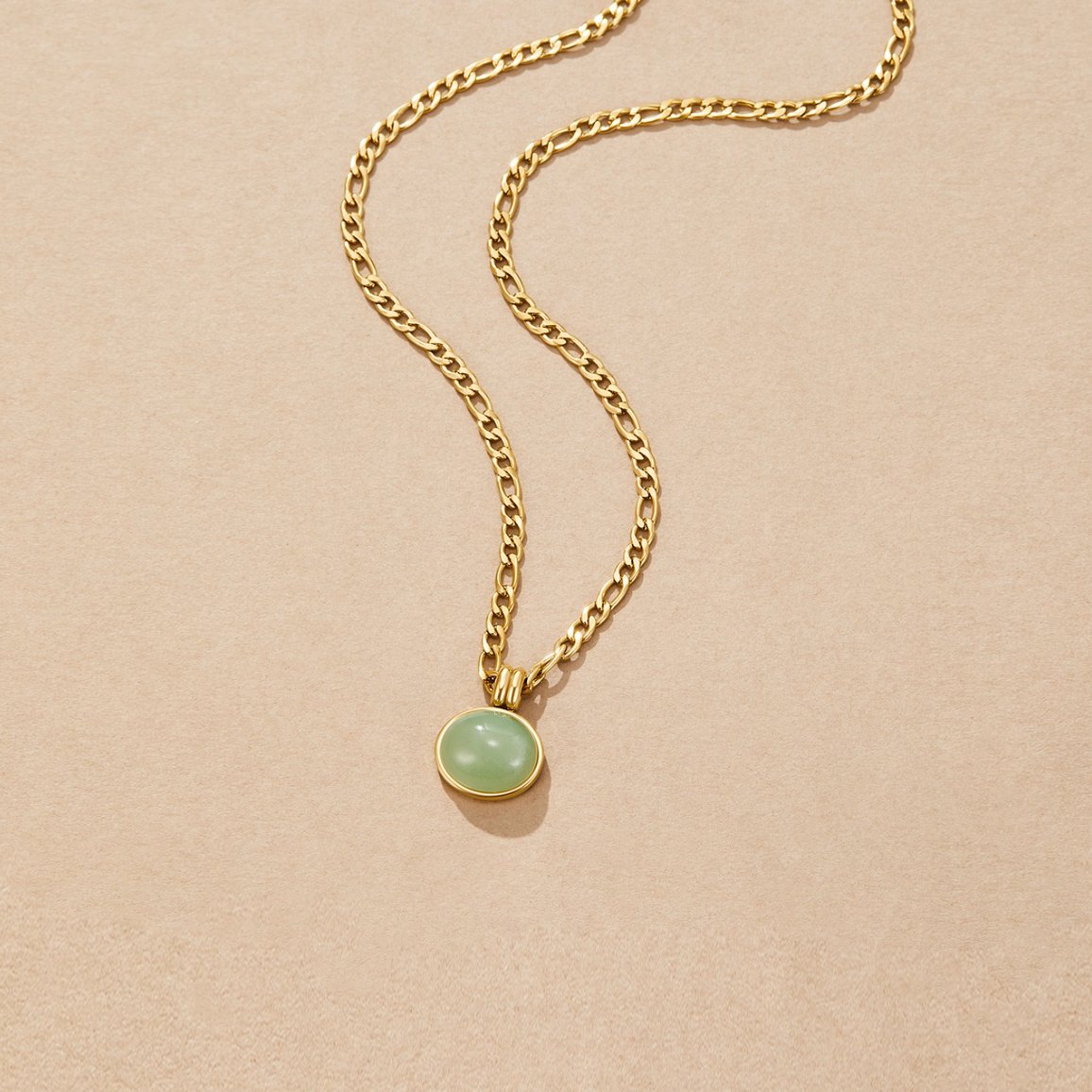 Liza Jade Green Stone Drop Fine Chain Necklace