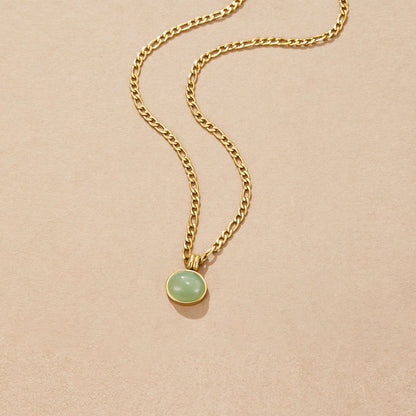 Liza Jade Green Stone Drop Fine Chain Necklace
