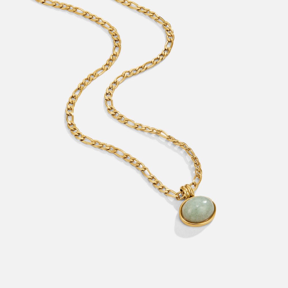 Liza Jade Green Stone Drop Fine Chain Necklace