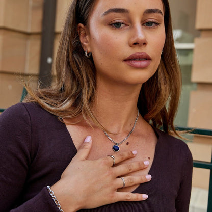 Liza Deep Blue Stone Silver-Tone Necklace