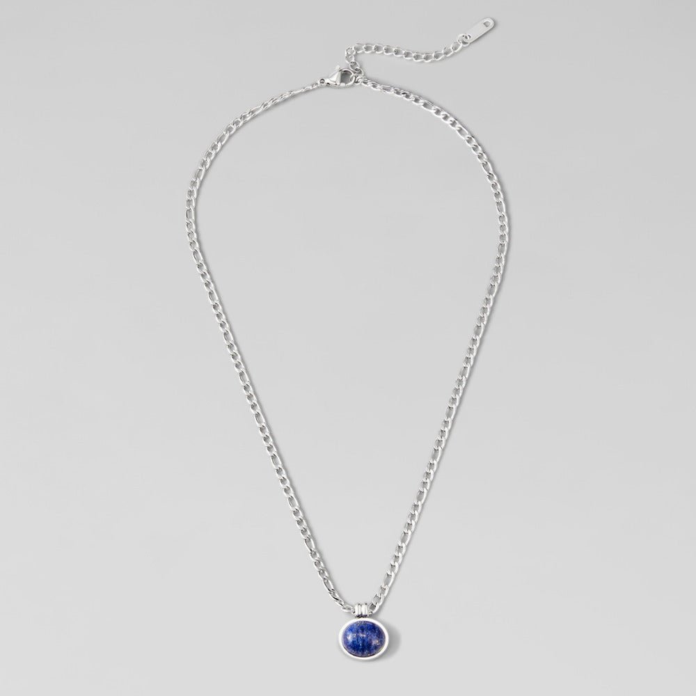 Liza Deep Blue Stone Silver-Tone Necklace