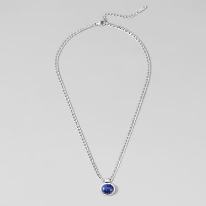 Liza Deep Blue Stone Silver-Tone Necklace