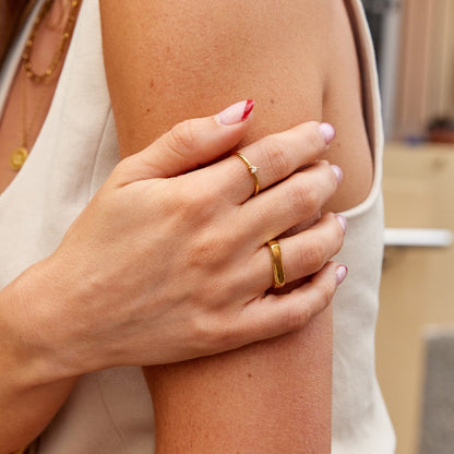 Lola Narrow Flat Bar Signet Everyday Ring
