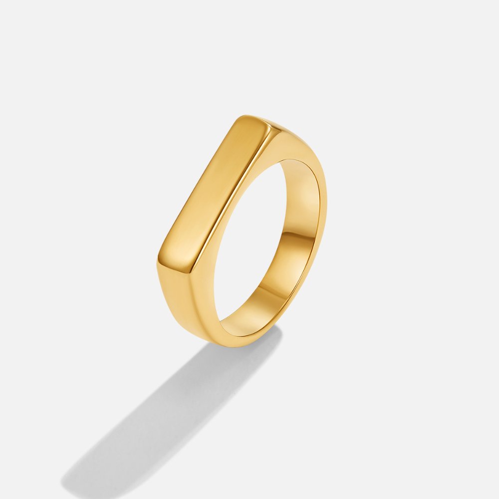 Lola Narrow Flat Bar Signet Everyday Ring