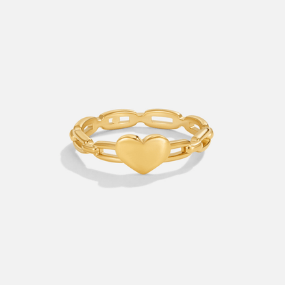 Lola Chain-Style Ring with a Small Heart Charm