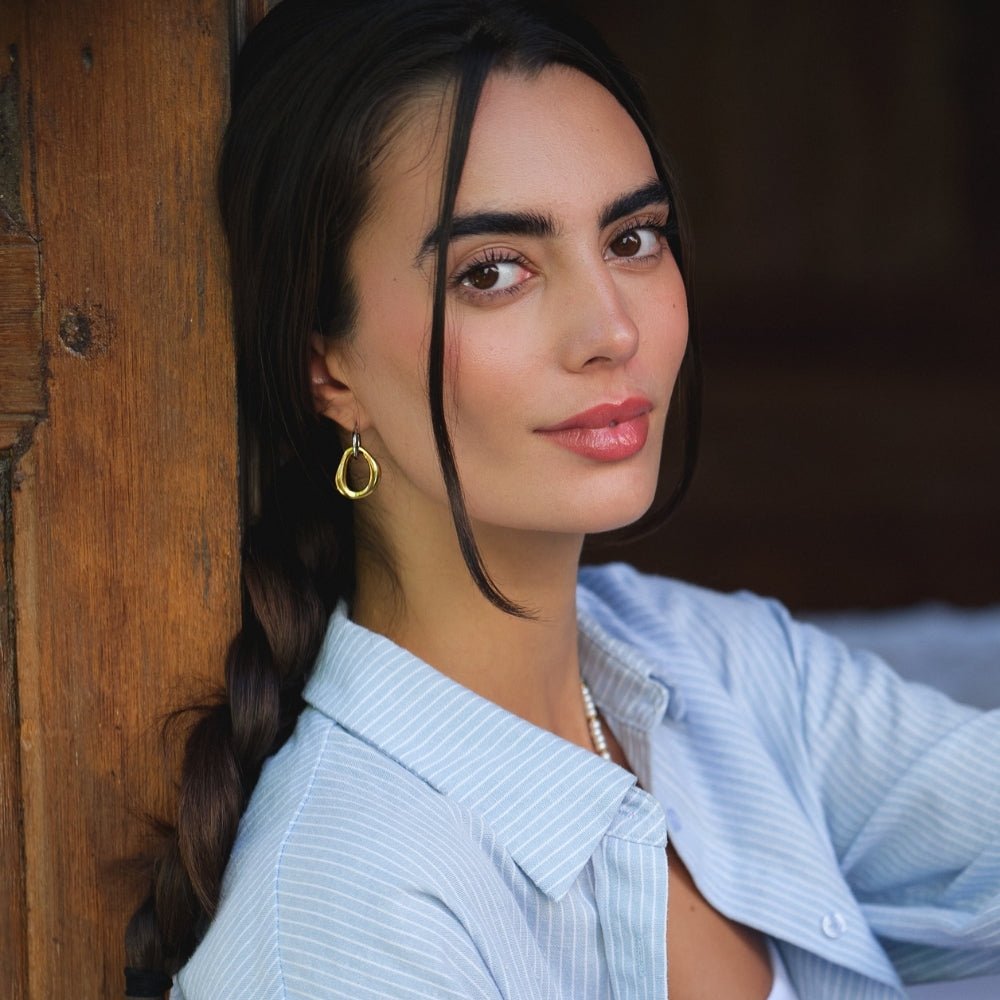 Lola Softly Layered Double Drop Hoop Earrings
