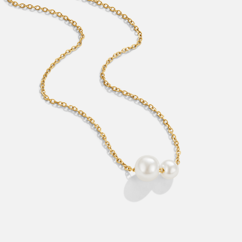 Louise Twin Pearl Drop Fine Chain Necklace