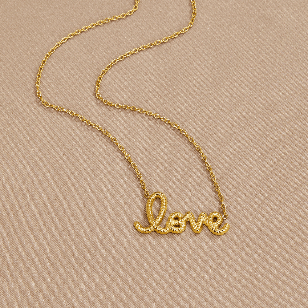 Script Love Word Pendant Chain Necklace