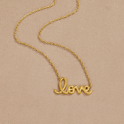 Script Love Word Pendant Chain Necklace