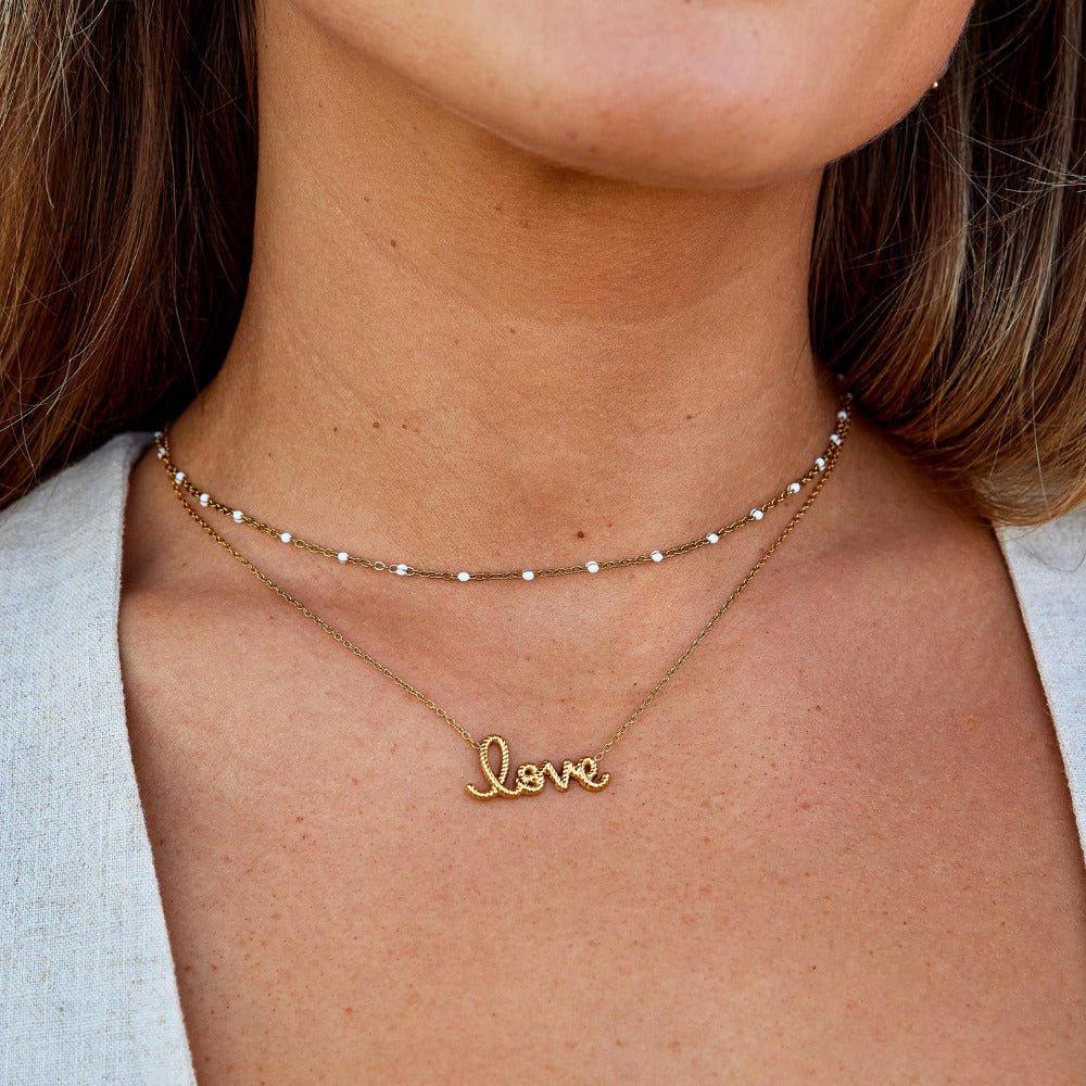 Script Love Word Pendant Chain Necklace