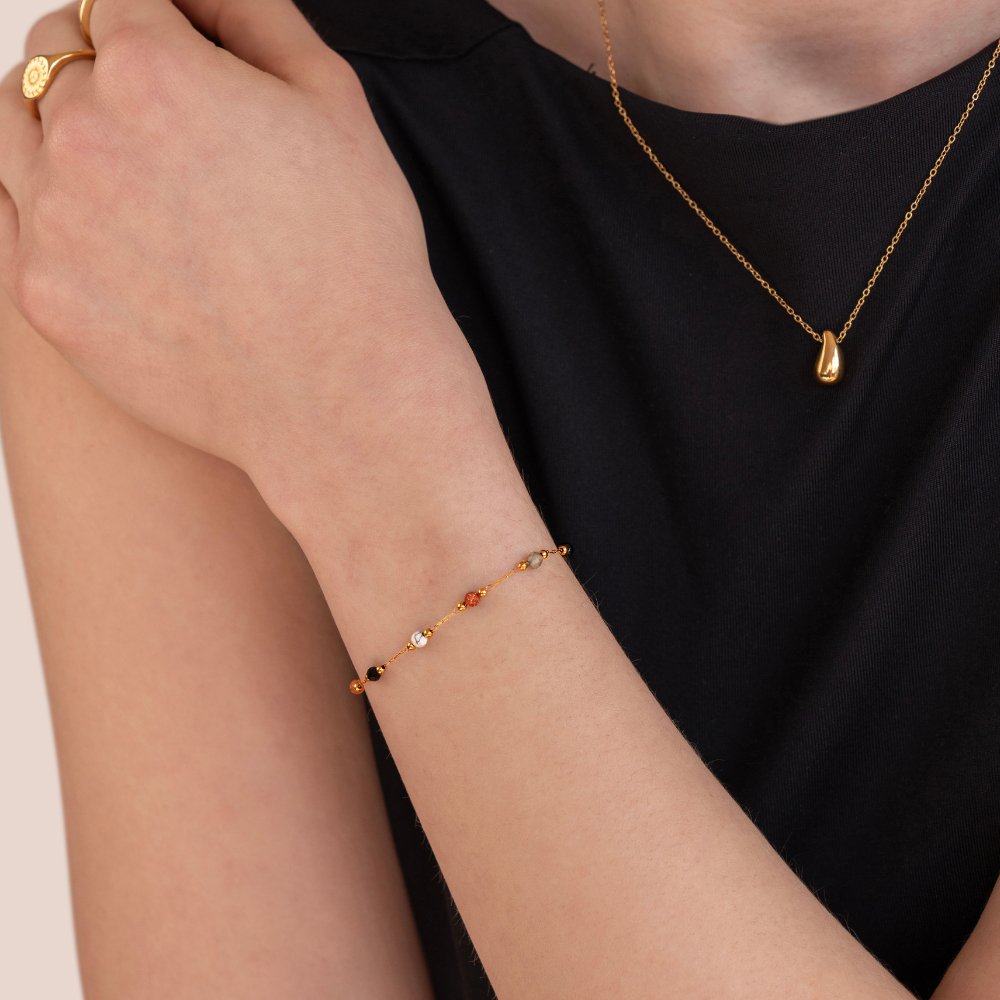 Lulu Smooth Stone-Look Beaded Cord Bracelet