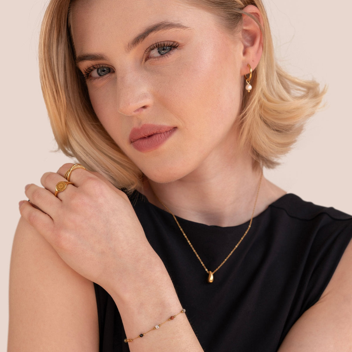 Lulu Smooth Stone-Look Beaded Cord Bracelet