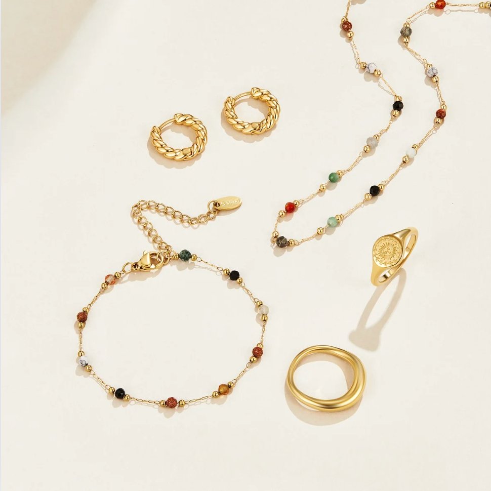Lulu Rounded Stone Bead Necklace for Every Day