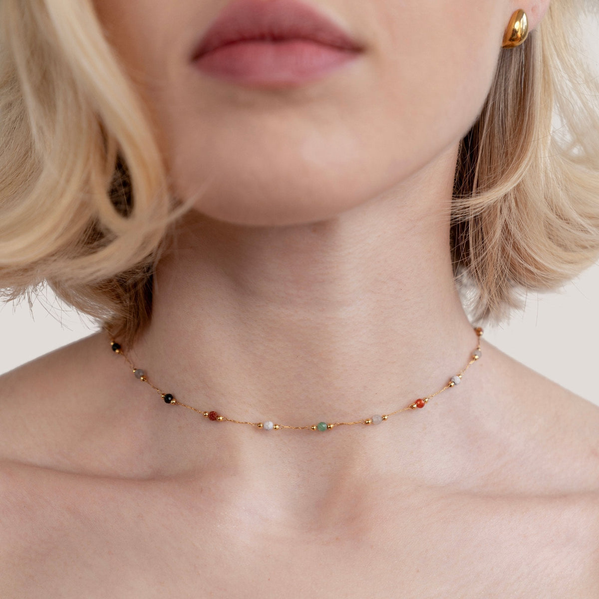 Lulu Rounded Stone Bead Necklace for Every Day