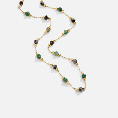 Lulu Forest Cool Green Stone Bead Necklace