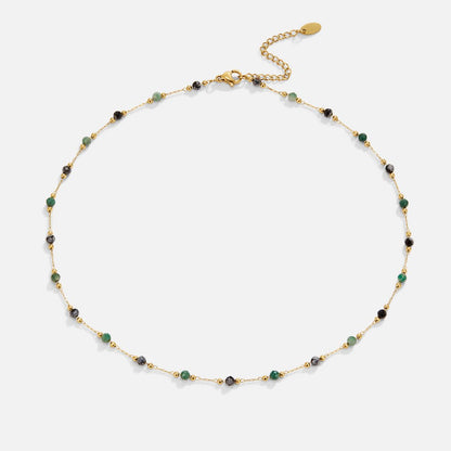 Lulu Forest Cool Green Stone Bead Necklace