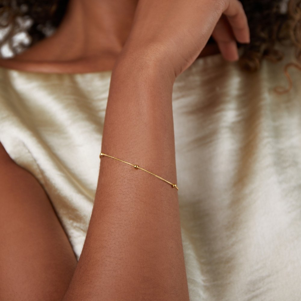 Luna Smooth Round Bead Gold-Tone Bracelet