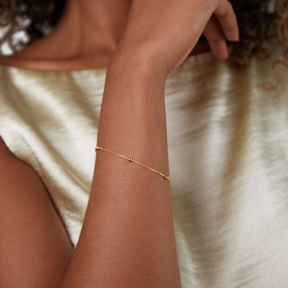 Luna Smooth Round Bead Gold-Tone Bracelet