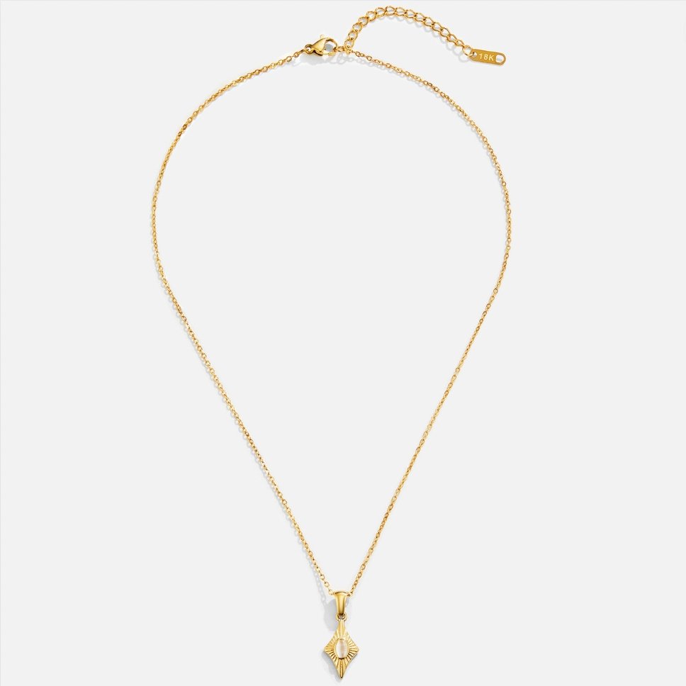Luna Milky White Stone Gold-Tone Necklace