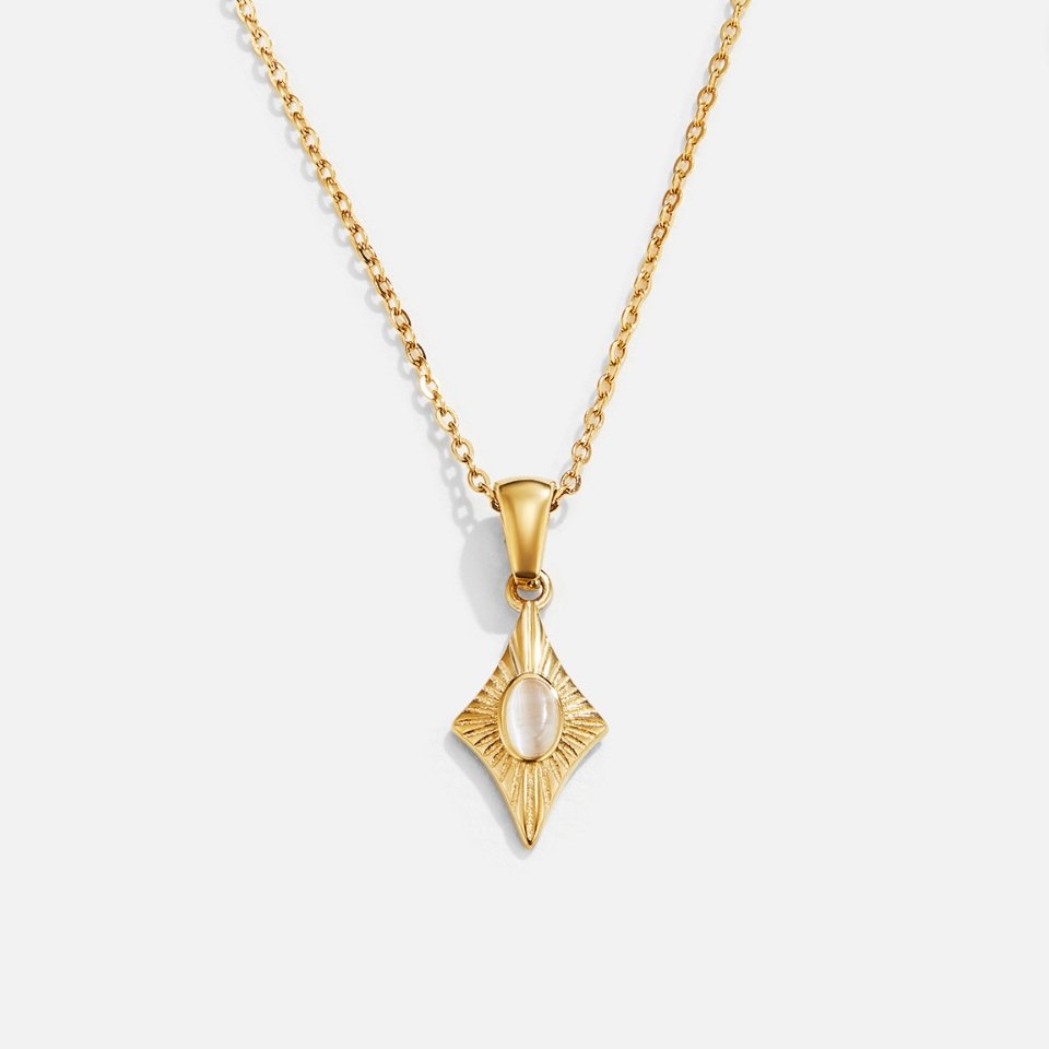 Luna Milky White Stone Gold-Tone Necklace